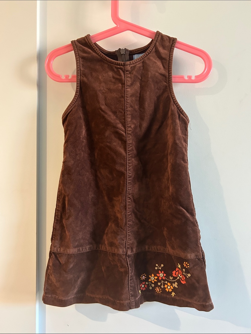 The Children's Place Brown Corduroy Dress with Floral Hem